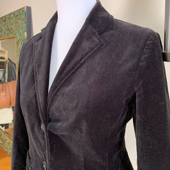 Gap Size 2 Women's Velvet Two Button Blazer jacket Black Career Work Holiday - Picture 6 of 13